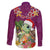 Hawaii Honu Mele Kalikimaka Family Matching Long Sleeve Bodycon Dress and Hawaiian Shirt Santa Tropical Flower Aloha Summer Pink Version LT03 - Polynesian Pride