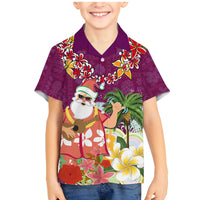 Hawaii Honu Mele Kalikimaka Family Matching Mermaid Dress and Hawaiian Shirt Santa Tropical Flower Aloha Summer Pink Version LT03 Son's Shirt Pink - Polynesian Pride