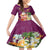 Hawaii Honu Mele Kalikimaka Family Matching Short Sleeve Bodycon Dress and Hawaiian Shirt Santa Tropical Flower Aloha Summer Pink Version LT03 Daughter's Dress Pink - Polynesian Pride
