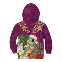 Hawaii Honu Mele Kalikimaka Kid Hoodie Santa Tropical Flower Aloha Summer Pink Version LT03 - Polynesian Pride