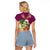 Hawaii Honu Mele Kalikimaka Raglan Cropped T Shirt Santa Tropical Flower Aloha Summer Pink Version LT03 - Polynesian Pride
