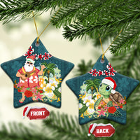 Hawaii Honu Mele Kalikimaka Ceramic Ornament Santa Tropical Flower Aloha Summer Turquoise Version LT03 Star Turquoise - Polynesian Pride