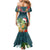 Hawaii Honu Mele Kalikimaka Family Matching Mermaid Dress and Hawaiian Shirt Santa Tropical Flower Aloha Summer Turquoise Version LT03 - Polynesian Pride