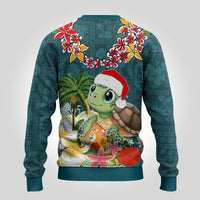 Hawaii Honu Mele Kalikimaka Ugly Christmas Sweater Santa Tropical Flower Aloha Summer Turquoise Version LT03 - Polynesian Pride