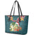 Hawaii Honu Mele Kalikimaka Leather Tote Bag Santa Tropical Flower Aloha Summer Turquoise Version LT03 - Polynesian Pride