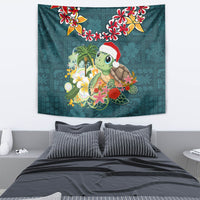 Hawaii Honu Mele Kalikimaka Tapestry Santa Tropical Flower Aloha Summer Turquoise Version LT03 - Polynesian Pride