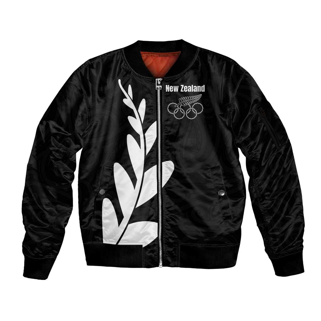 Personalised New Zealand Canoeing Special Jersey Sleeve Zip Bomber Jacket LT03 Unisex Black - Polynesian Pride
