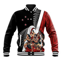 New Zealand Te Matatini Baseball Jacket Kapa Haka and Silver Fern - Maori Art Pattern