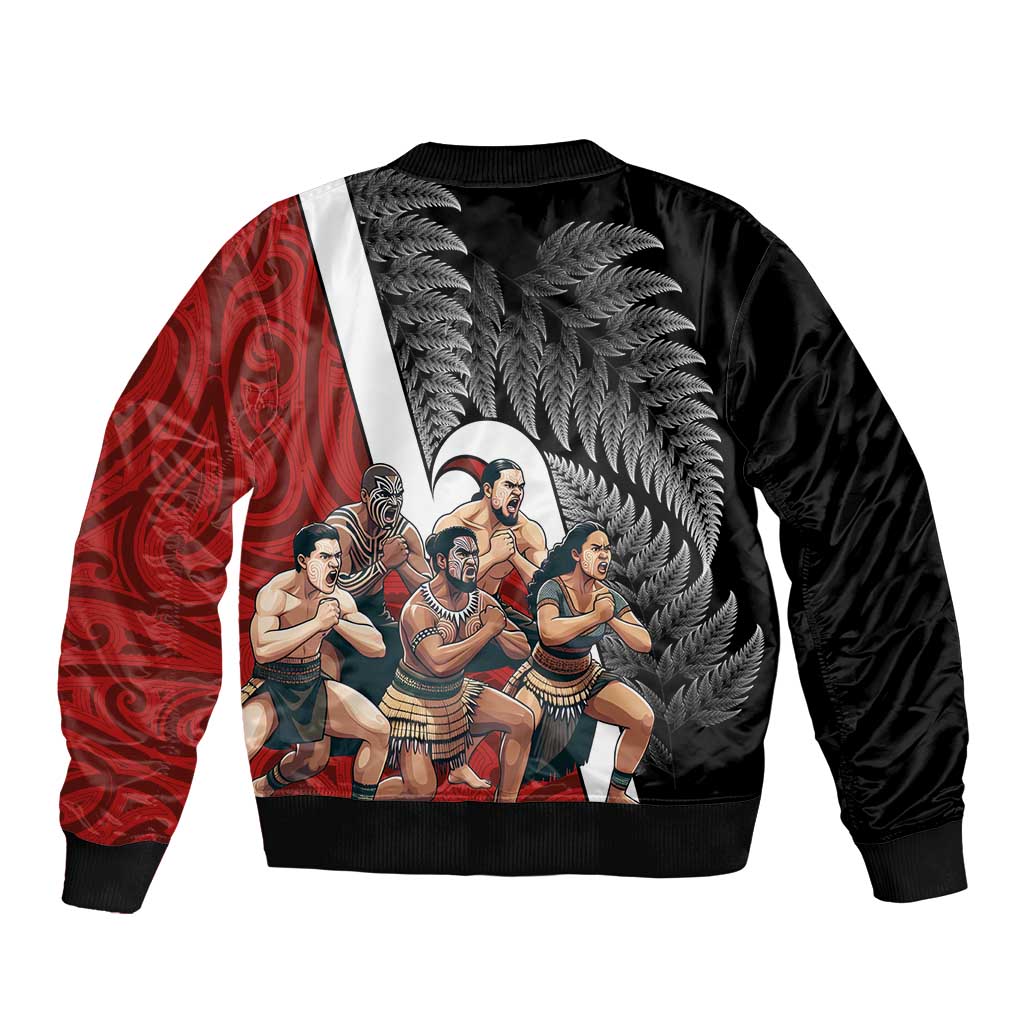 New Zealand Te Matatini Bomber Jacket Kapa Haka and Silver Fern - Maori Art Pattern LT03 - Polynesian Pride