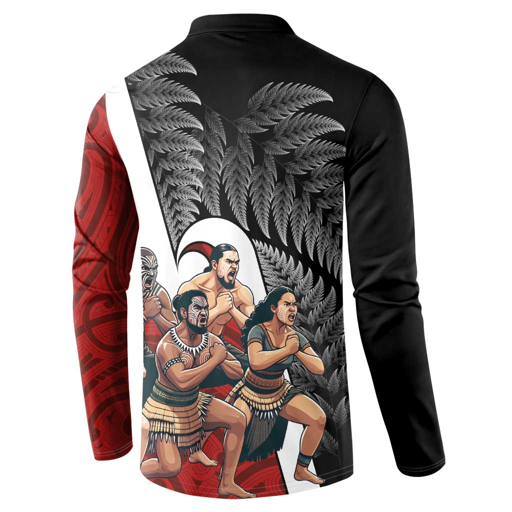 New Zealand Te Matatini Button Sweatshirt Kapa Haka and Silver Fern - Maori Art Pattern