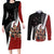 New Zealand Te Matatini Couples Matching Long Sleeve Bodycon Dress and Long Sleeve Button Shirt Kapa Haka and Silver Fern - Maori Art Pattern