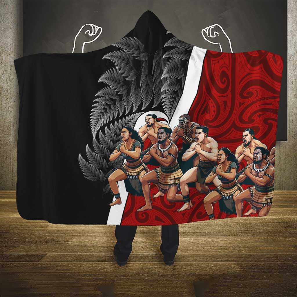 New Zealand Te Matatini Hooded Blanket Kapa Haka and Silver Fern - Maori Art Pattern