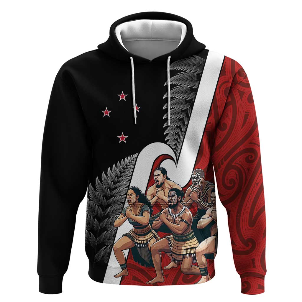 New Zealand Te Matatini Hoodie Kapa Haka and Silver Fern - Maori Art Pattern