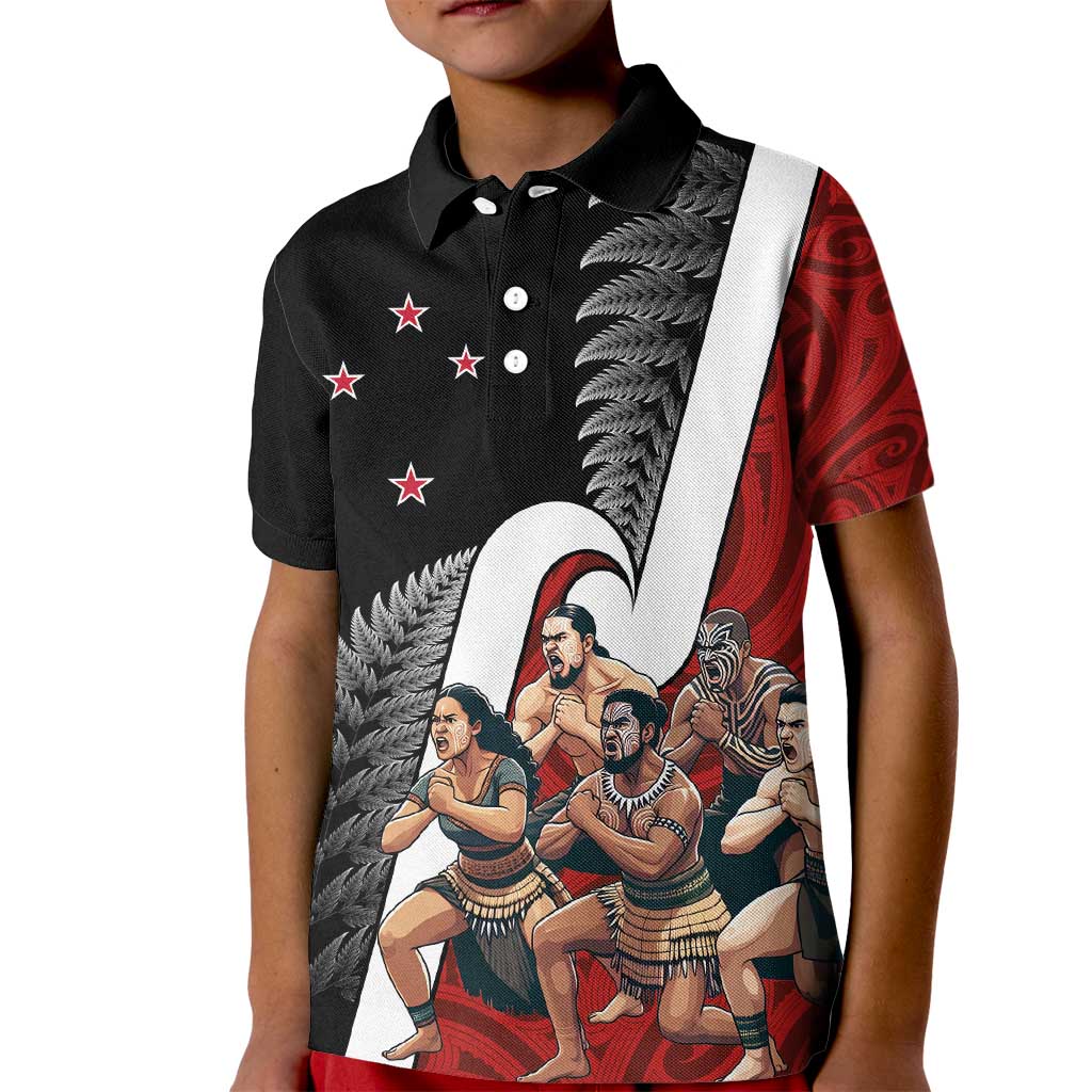 New Zealand Te Matatini Kid Polo Shirt Kapa Haka and Silver Fern - Maori Art Pattern