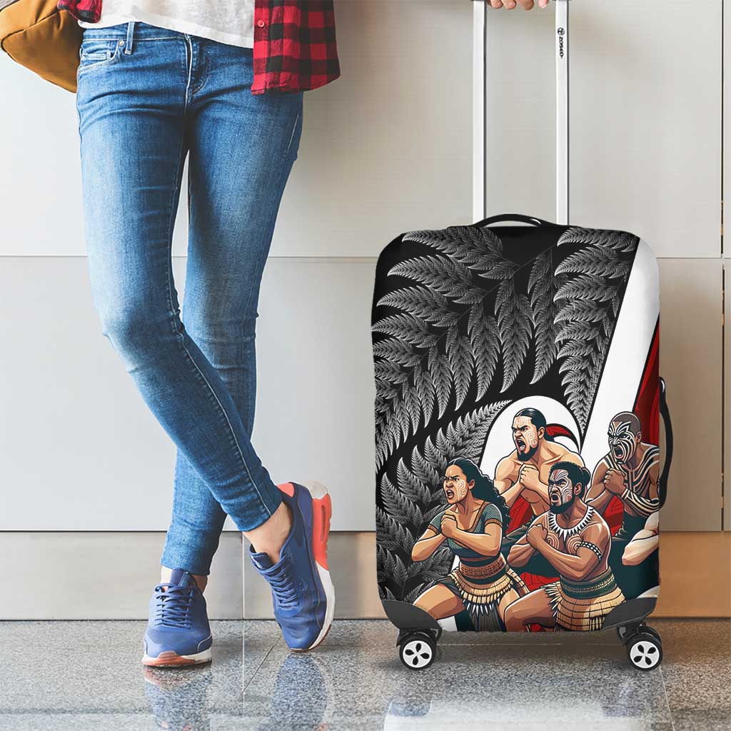 New Zealand Te Matatini Luggage Cover Kapa Haka and Silver Fern - Maori Art Pattern