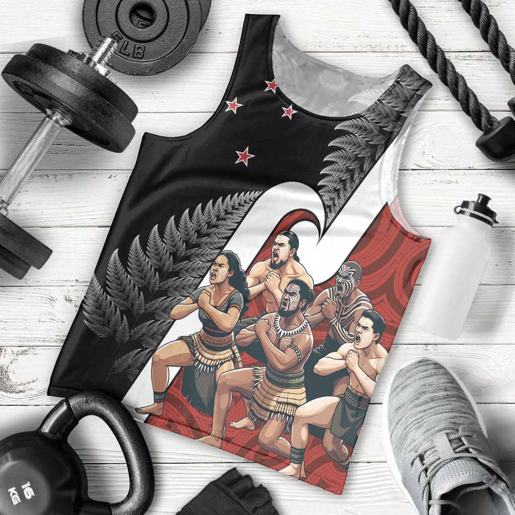 New Zealand Te Matatini Men Tank Top Kapa Haka and Silver Fern - Maori Art Pattern