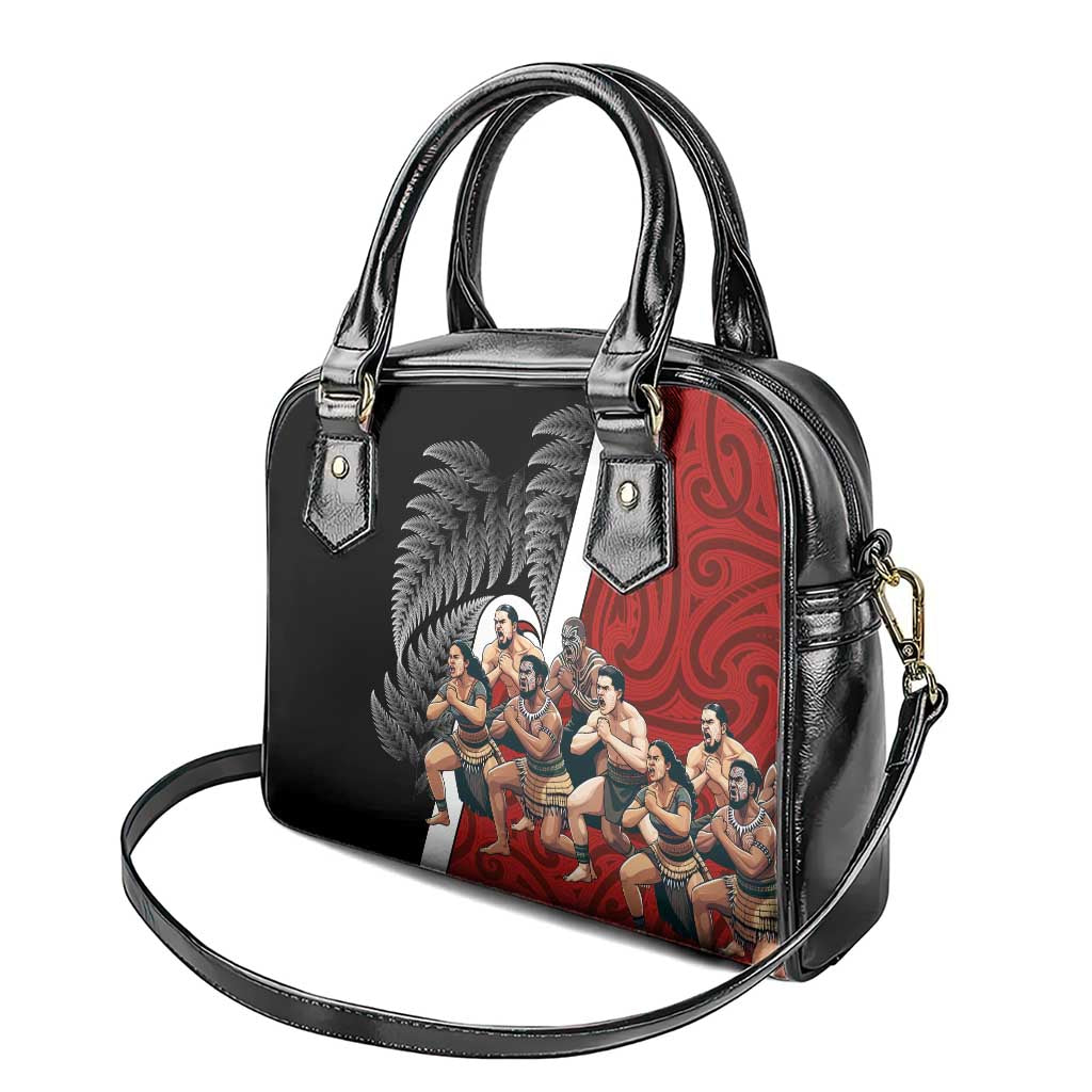 New Zealand Te Matatini Shoulder Handbag Kapa Haka and Silver Fern - Maori Art Pattern