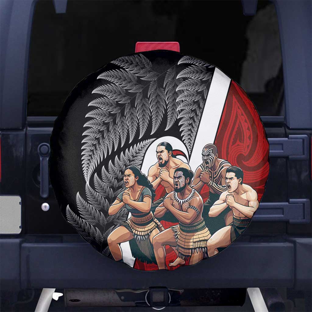 New Zealand Te Matatini Spare Tire Cover Kapa Haka and Silver Fern - Maori Art Pattern