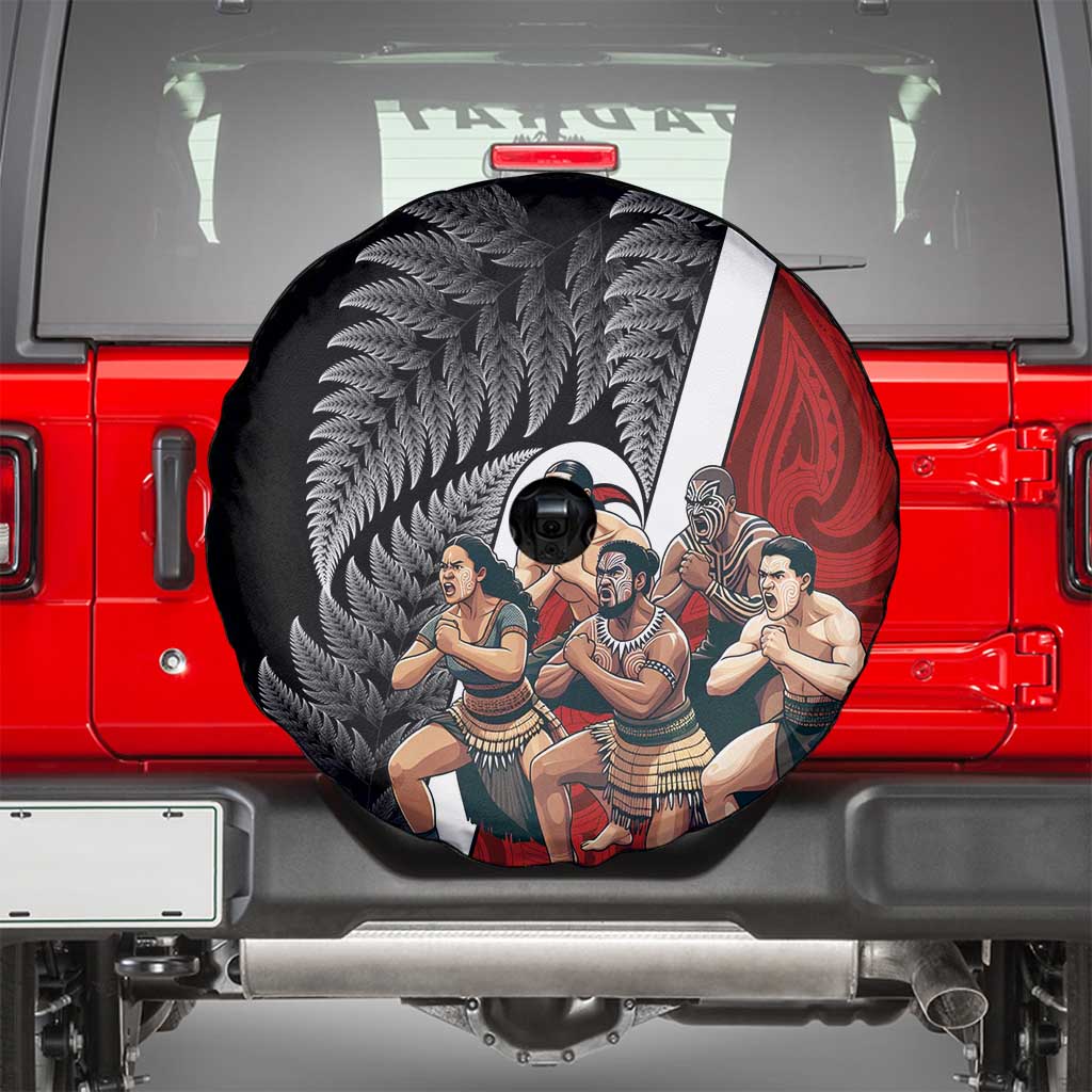 New Zealand Te Matatini Spare Tire Cover Kapa Haka and Silver Fern - Maori Art Pattern