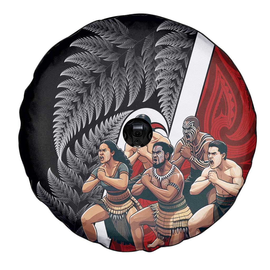 New Zealand Te Matatini Spare Tire Cover Kapa Haka and Silver Fern - Maori Art Pattern