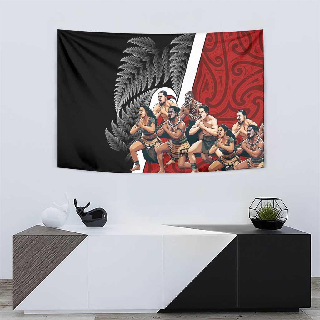 New Zealand Te Matatini Tapestry Kapa Haka and Silver Fern - Maori Art Pattern