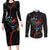 New Zealand Tui Birds Love Couple Couples Matching Long Sleeve Bodycon Dress and Long Sleeve Button Shirt The Heart of Silver Fern Leaves and Maori Tattoo Pattern