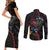 New Zealand Tui Birds Love Couple Couples Matching Short Sleeve Bodycon Dress and Long Sleeve Button Shirt The Heart of Silver Fern Leaves and Maori Tattoo Pattern