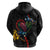 New Zealand Tui Birds Love Couple Hoodie The Heart of Silver Fern Leaves and Maori Tattoo Pattern