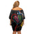 New Zealand Tui Birds Love Couple Off Shoulder Short Dress The Heart of Silver Fern Leaves and Maori Tattoo Pattern