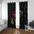 New Zealand Tui Birds Love Couple Window Curtain The Heart of Silver Fern Leaves and Maori Tattoo Pattern