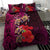 Pasifika Festival Bedding Set Plumeria Turtles with Hibiscus - Polynesian Art Tattoo Pink Color