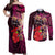 Pasifika Festival Couples Matching Off Shoulder Maxi Dress and Long Sleeve Button Shirt Plumeria Turtles with Hibiscus - Polynesian Art Tattoo Pink Color