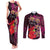 Pasifika Festival Couples Matching Tank Maxi Dress and Long Sleeve Button Shirt Plumeria Turtles with Hibiscus - Polynesian Art Tattoo Pink Color