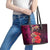 Pasifika Festival Leather Tote Bag Plumeria Turtles with Hibiscus - Polynesian Art Tattoo Pink Color