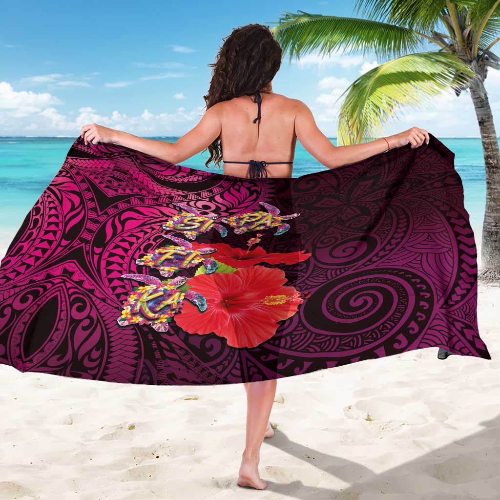Pasifika Festival Sarong Plumeria Turtles with Hibiscus - Polynesian Art Tattoo Pink Color LT03 - Polynesian Pride