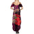 Pasifika Festival Summer Maxi Dress Plumeria Turtles with Hibiscus - Polynesian Art Tattoo Pink Color