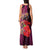 Pasifika Festival Tank Maxi Dress Plumeria Turtles with Hibiscus - Polynesian Art Tattoo Pink Color