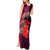 Pasifika Festival Tank Maxi Dress Plumeria Turtles with Hibiscus - Polynesian Art Tattoo Pink Color