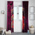 Pasifika Festival Window Curtain Plumeria Turtles with Hibiscus - Polynesian Art Tattoo Pink Color