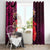 Pasifika Festival Window Curtain Plumeria Turtles with Hibiscus - Polynesian Art Tattoo Pink Color
