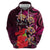 Pasifika Festival Zip Hoodie Plumeria Turtles with Hibiscus - Polynesian Art Tattoo Pink Color