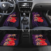 Pasifika Festival Car Mats Plumeria Turtles with Hibiscus - Polynesian Art Tattoo Purple Color