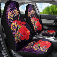 Pasifika Festival Car Seat Cover Plumeria Turtles with Hibiscus - Polynesian Art Tattoo Purple Color LT03 - Polynesian Pride