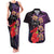 Pasifika Festival Couples Matching Tank Maxi Dress and Hawaiian Shirt Plumeria Turtles with Hibiscus - Polynesian Art Tattoo Purple Color