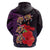 Pasifika Festival Hoodie Plumeria Turtles with Hibiscus - Polynesian Art Tattoo Purple Color