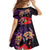 Pasifika Festival Kid Short Sleeve Dress Plumeria Turtles with Hibiscus - Polynesian Art Tattoo Purple Color