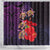 Pasifika Festival Shower Curtain Plumeria Turtles with Hibiscus - Polynesian Art Tattoo Purple Color