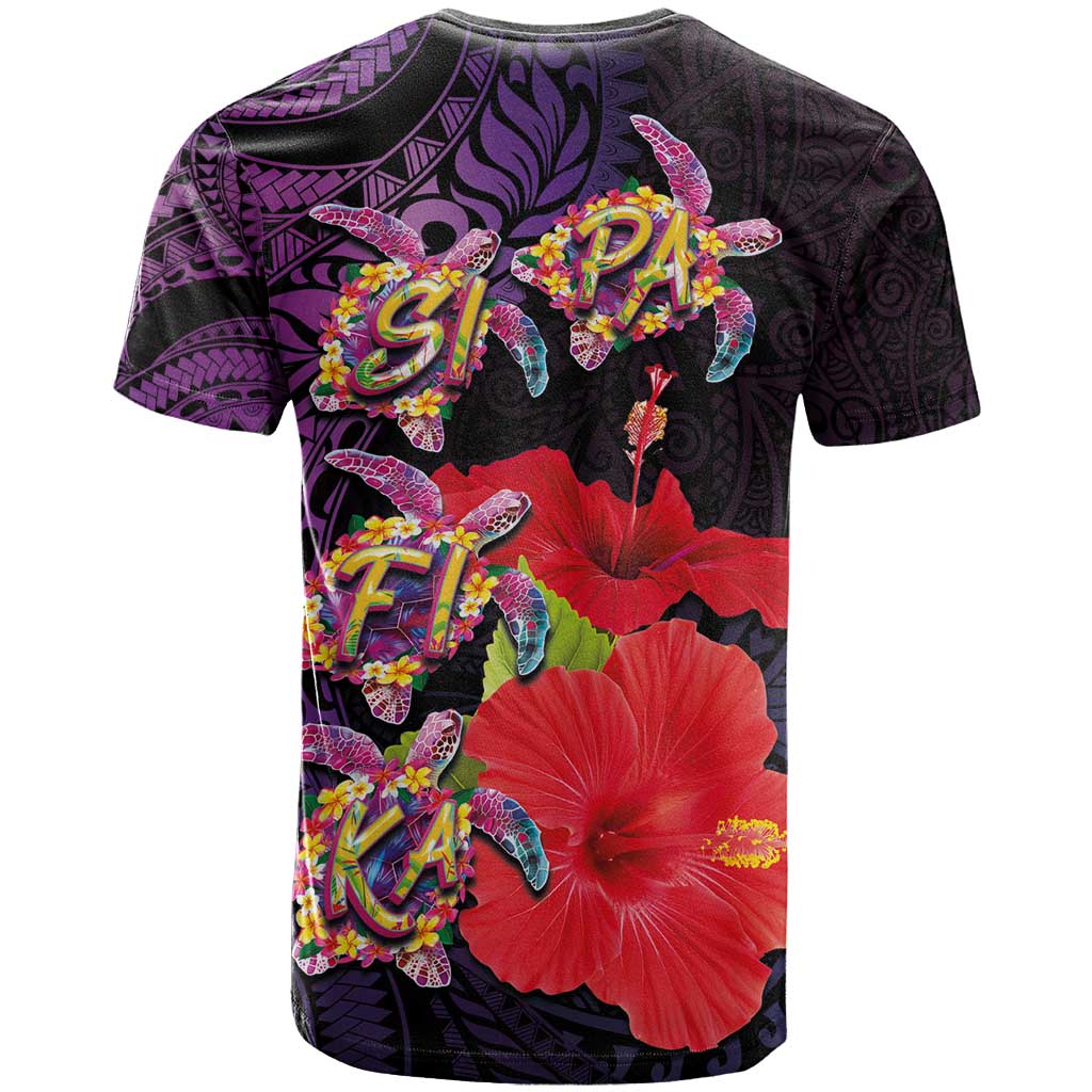 Pasifika Festival T Shirt Plumeria Turtles with Hibiscus - Polynesian Art Tattoo Purple Color LT03 - Polynesian Pride