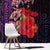 Pasifika Festival Window Curtain Plumeria Turtles with Hibiscus - Polynesian Art Tattoo Purple Color