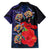 Pasifika Festival Hawaiian Shirt Plumeria Turtles with Hibiscus - Polynesian Art Tattoo Dark Navy Color